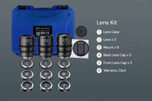 SIRUI Vision Prime 1 Series T1.4 FF Cine Lens Kit (Interchangable Mount, Black) - Equipment Rental