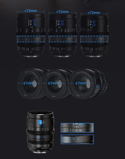 SIRUI Vision Prime 1 Series T1.4 FF Cine Lens Kit (Interchangable Mount, Black) - Equipment Rental